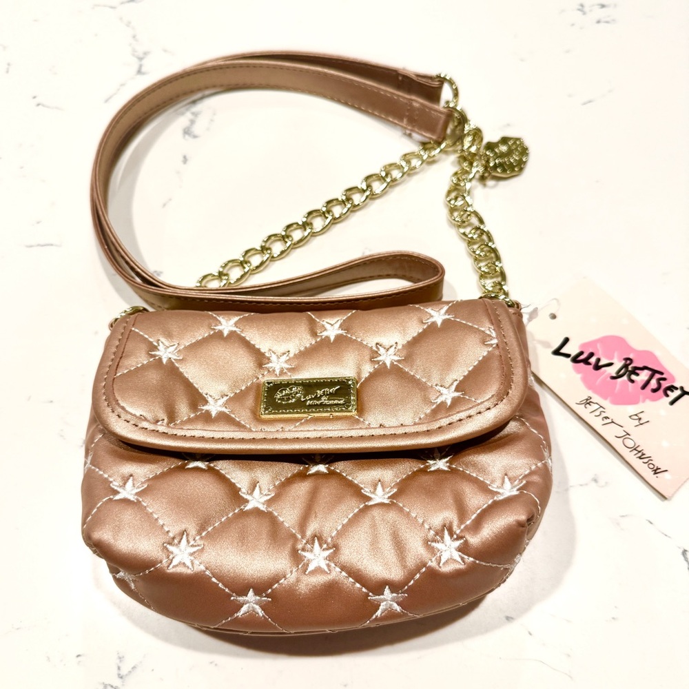 Betsey Johnson Blush Quilted Star Mini Crossbody